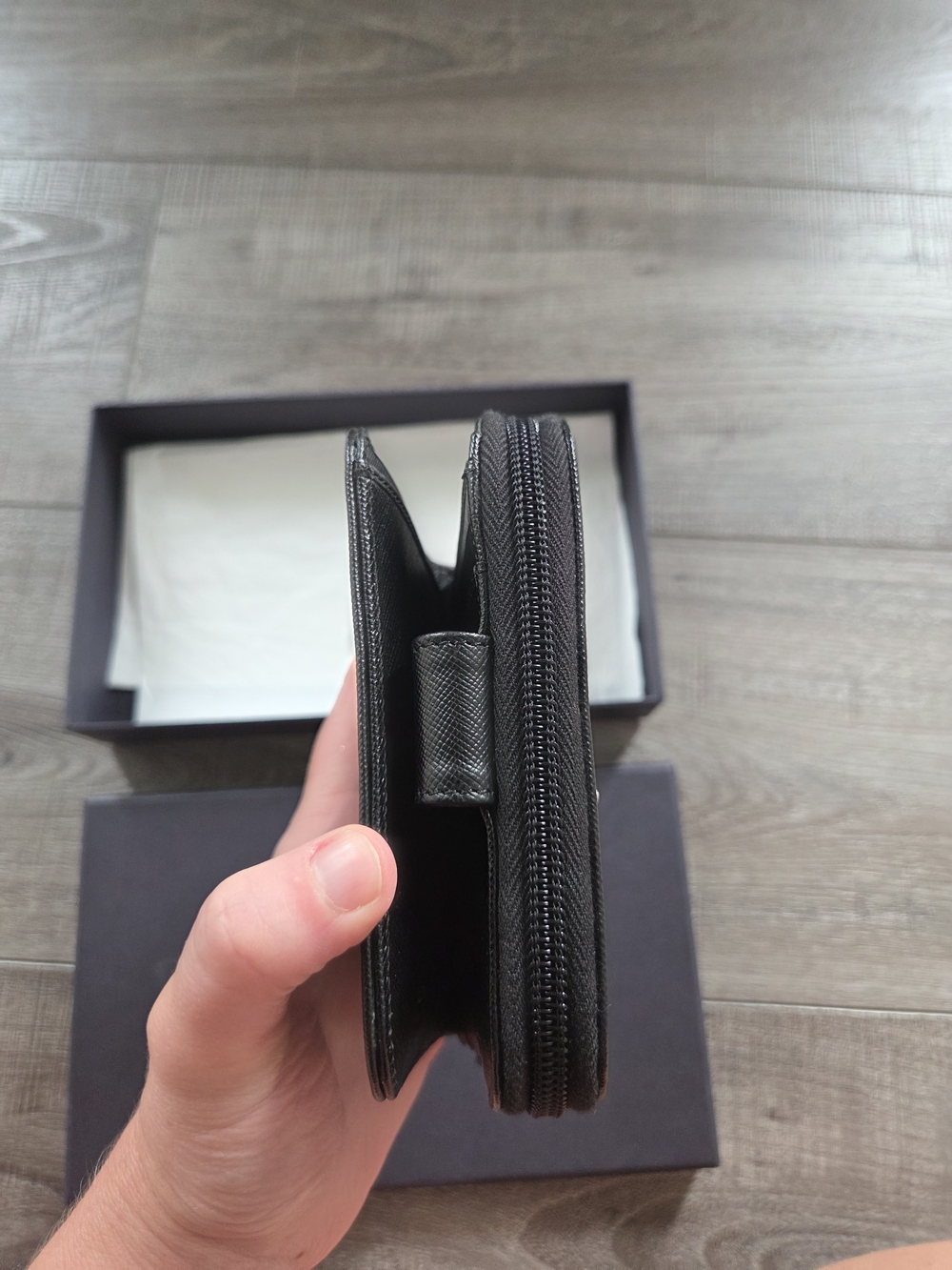 Prada Black Saffiano Leather Zip Wallet - Picture 3 of 7
